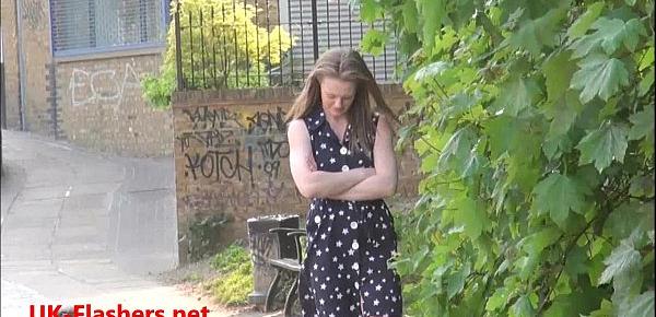  Sexy teen flasher Lauras amateur public nudity and voyeur exposure of small tits